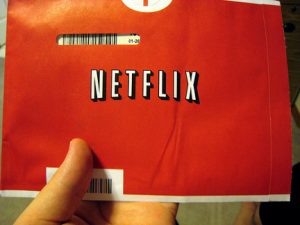A Netflix DVD-by-mail envelope.