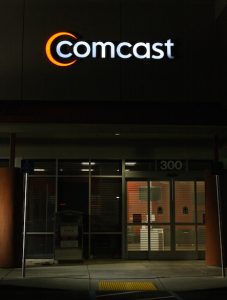 The Comcast logo is seen on a retail store in Sacramento, California on July 3, 2015. (Photo: Matthew Keys / The Desk)