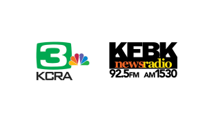 The logos of KCRA Channel 3 and KFBK 1530 AM / 93.1 FM.