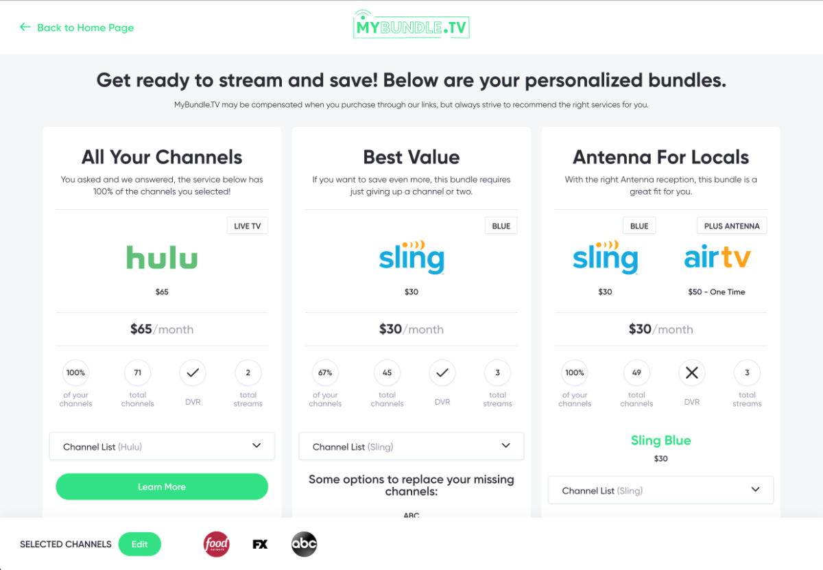 MyBundle.TV's recommendation engine helps pair streaming services based on the content preferences of Internet customers. 