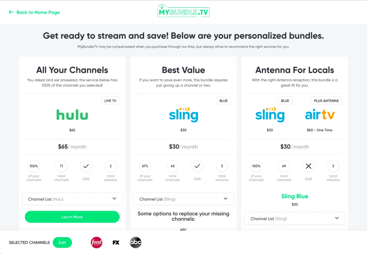 MyBundle.TV's recommendation engine helps pair streaming services based on the content preferences of Internet customers. 