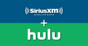 The logos of SiriusXM satellite radio and Hulu