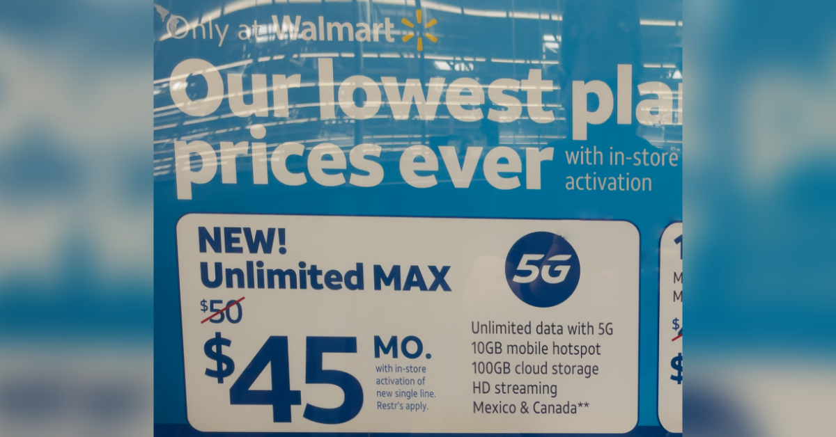 An in-store sign at a Walmart store in Suisun City, California contains information about an Unlimited Max promotion. 