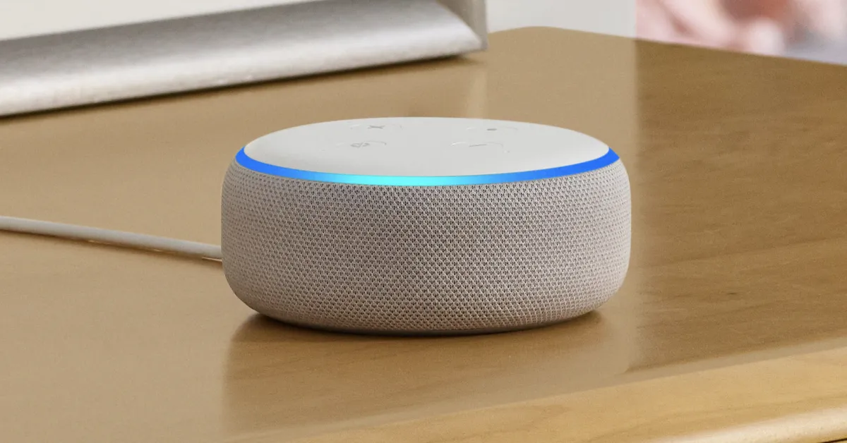 An Amazon Echo Dot smart speaker as it appears in an undated handout image.