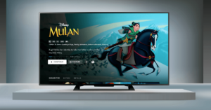 The feature-length animated film Mulan is seen on the Walt Disney Company's flagship streaming service Disney Plus.