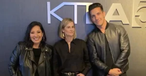 KTLA news anchor Lynette Romero, news director Janene Drafs and anchor Mark Mester appear in an undated photograph.