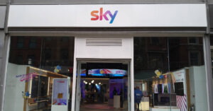 A Sky television retail outlet in Manchester, England as it appeared in April 2022.