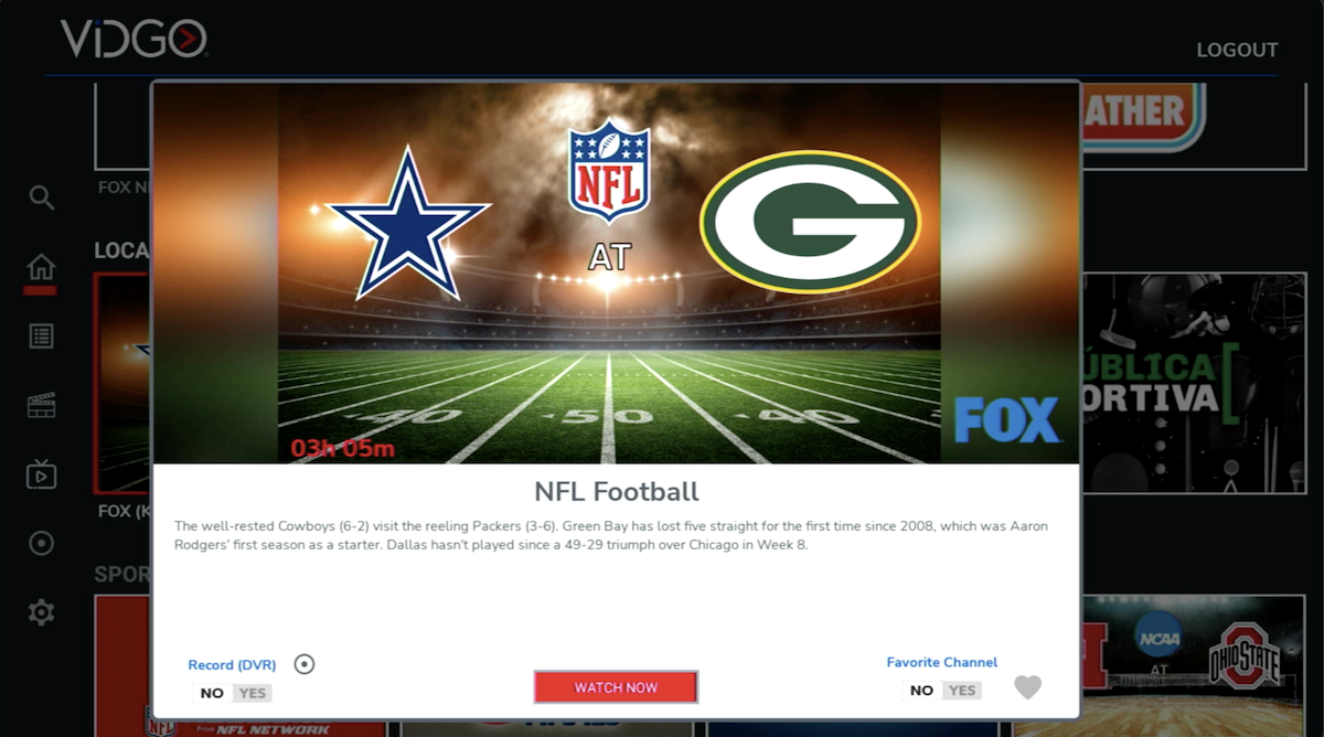 Vidgo offers a number of sports-centric channels from Fox, Disney and other programming partners.