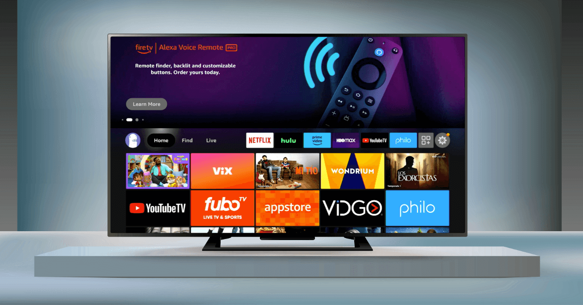 The interface of Amazon Fire TV is seen on a smart television set. (Graphic by The Desk)