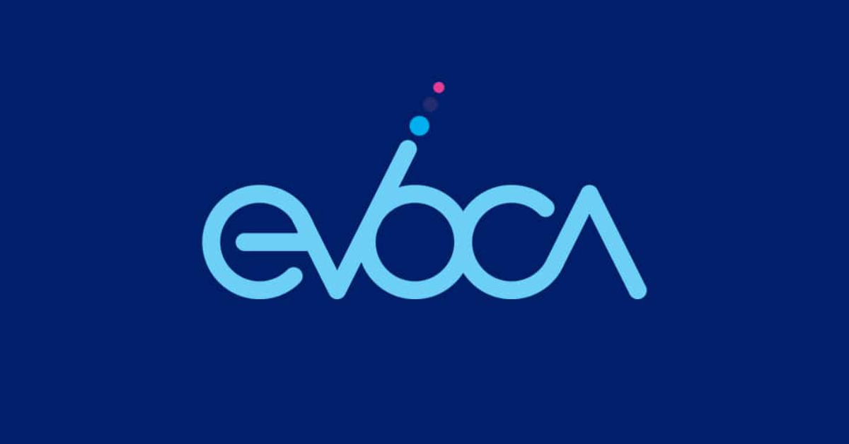 The logo of over-the-air pay television service Evoca.