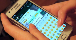 Facebook's messaging service WhatsApp on a Samsung smartphone.