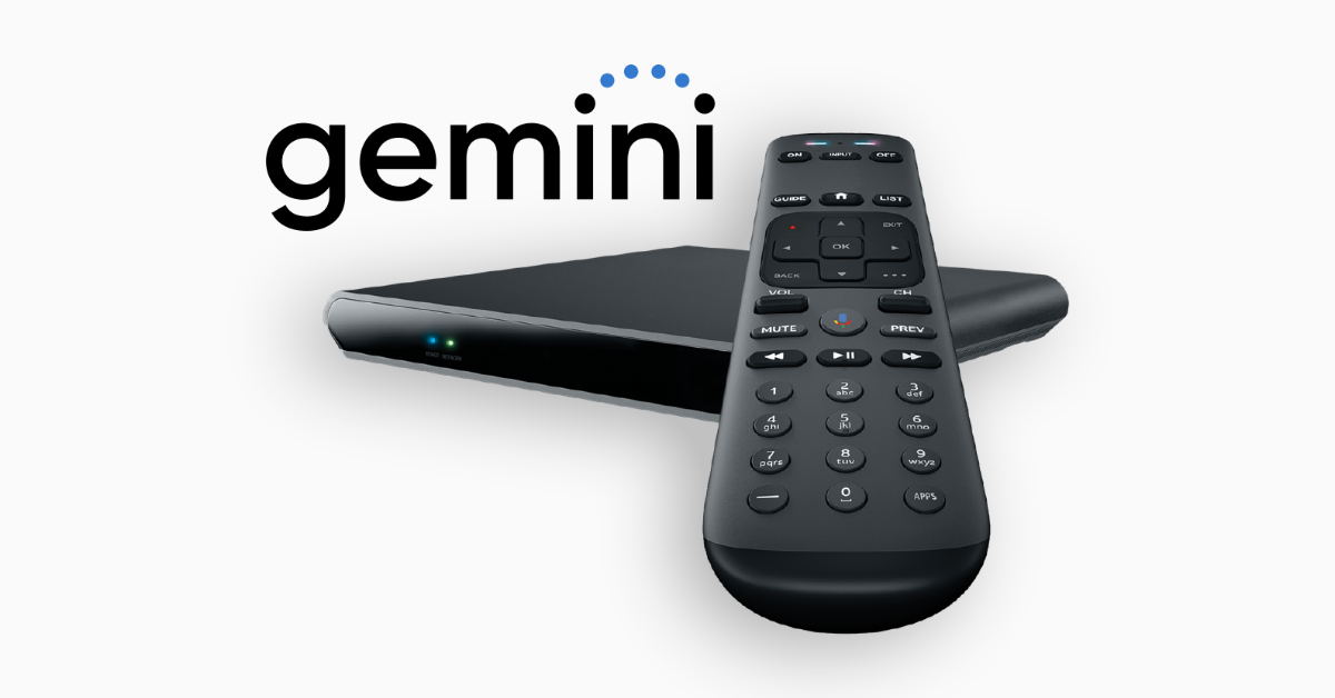 The new Gemini set-top box works seamlessly between DirecTV satellite and streaming television. (Image courtesy DirecTV, Graphic by The Desk)