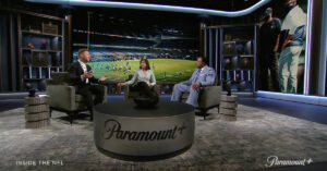 A still frame from a broadcast of Paramount's "Inside the NFL" on Paramount Plus. (Still frame via Paramount Global; Graphic by The Desk)