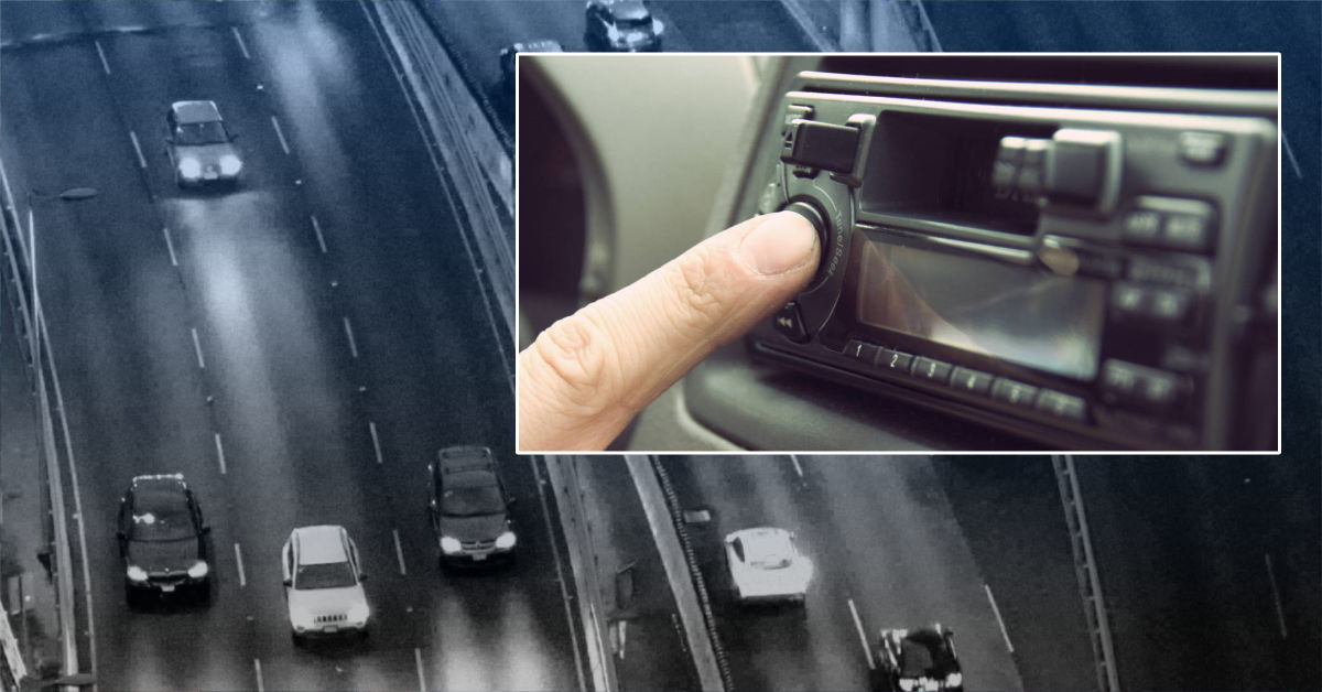 BLANK Car Radio Stock Image TD Stock images of a car radio set against the background of motorists on a somewhat busy highway.