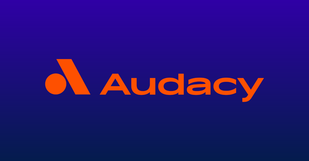 The logo of radio broadcaster Audacy. (Graphic by The Desk)