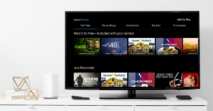 A smart television set showing channels and programming from Comcast's Now TV streaming service. (Courtesy image)