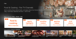 The new Fire TV Channels tiles on an Amazon Fire TV device. (Image courtesy Amazon, Graphic by The Desk)