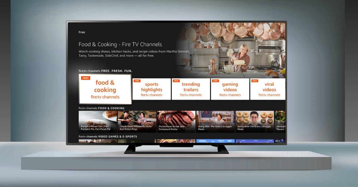 The new Fire TV Channels tiles on an Amazon Fire TV device. (Image courtesy Amazon, Graphic by The Desk)