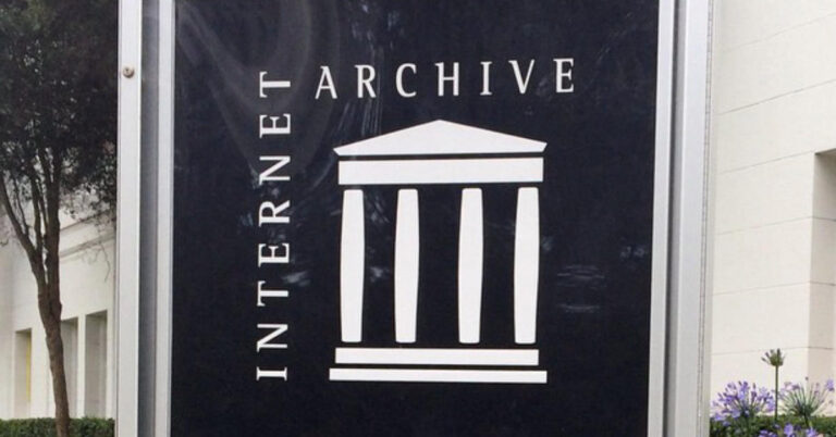 The logo of California-based Internet Archive. (Photo by Arnold Gatilao via Wikimedia Commons)