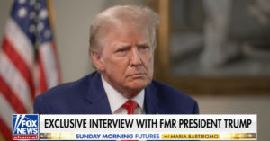 Former U.S. President Donald Trump speaks with Maria Bartiromo on the Fox Business Network weekend program "Sunday Morning Futures." (Courtesy image)