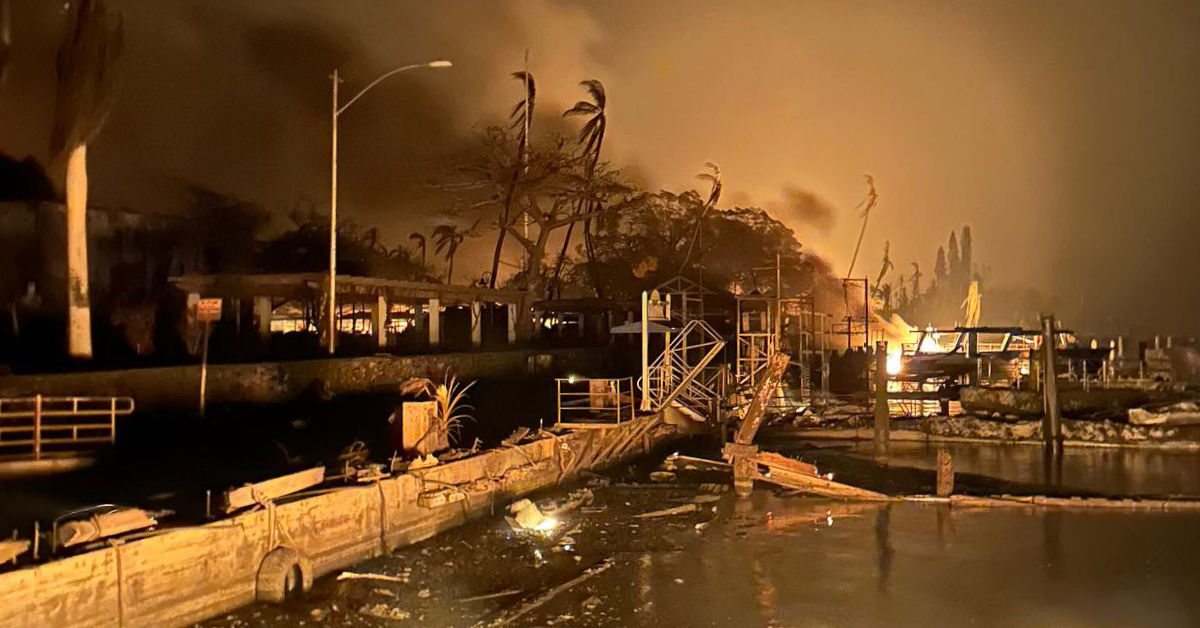 The aftermath of wildfire damage in the Hawaiian Islands. (U.S. Coast Guard photo)