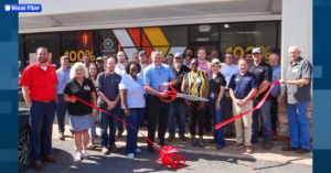 A ribbon-cutting ceremony for a new Vexus Fiber sales and support office. (Courtesy photo)