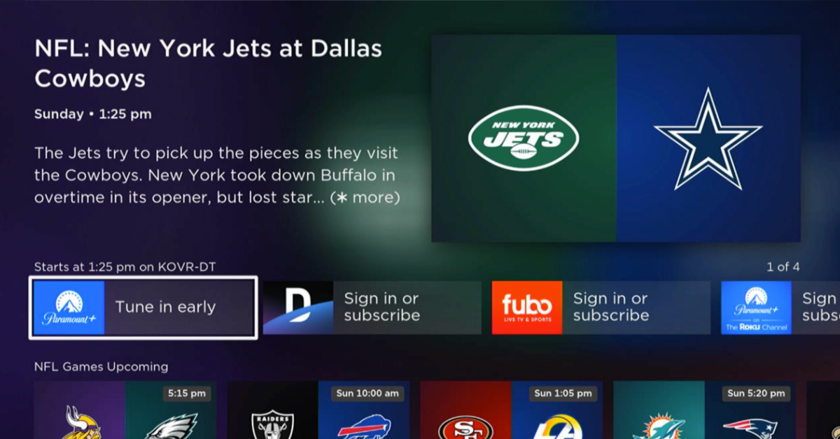 how can i watch the dallas cowboys game on roku