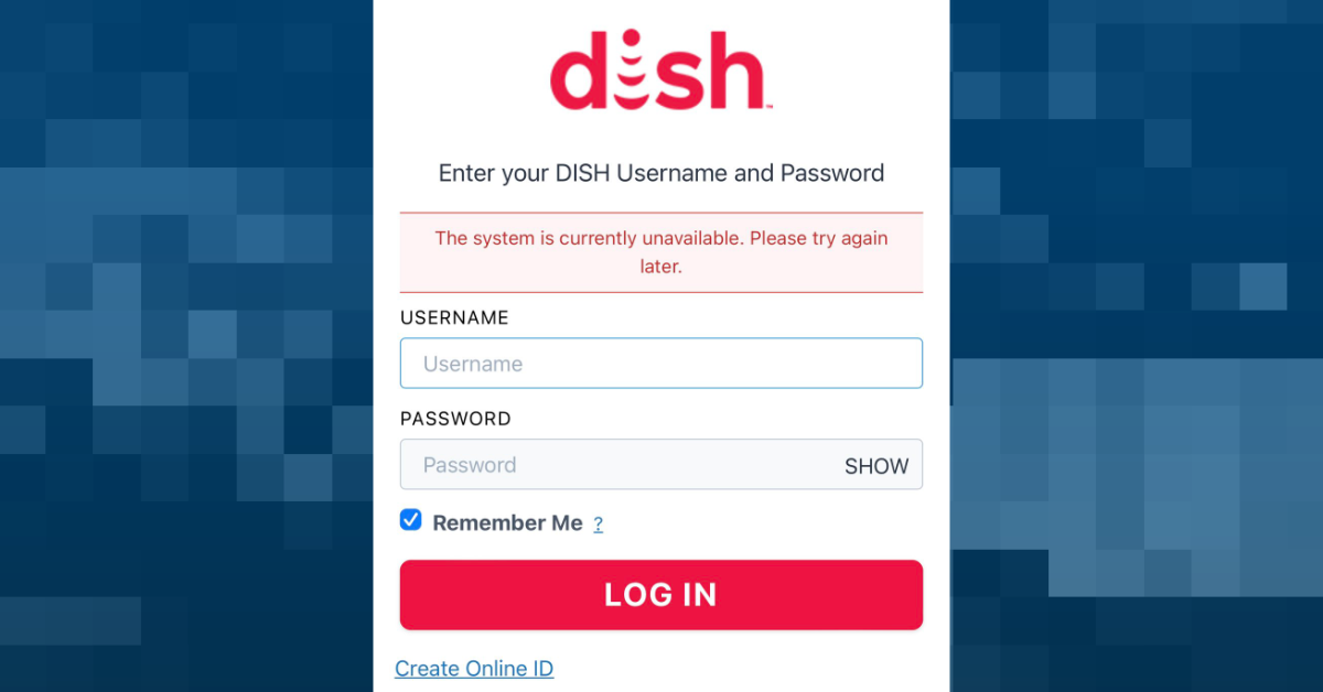 A screen capture shows an attempt to log in to the website of Dish Network, which was offline Saturday morning. (Courtesy photo)