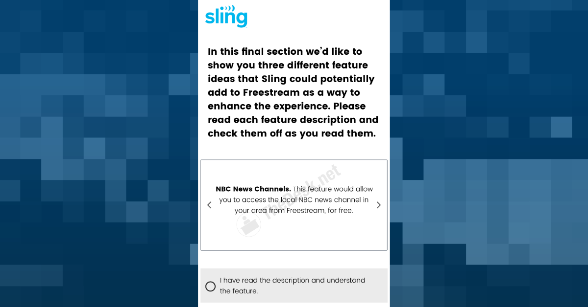 A survey sent to Sling Freestream users asked for their thoughts on local NBC News channels. (Graphic by The Desk)