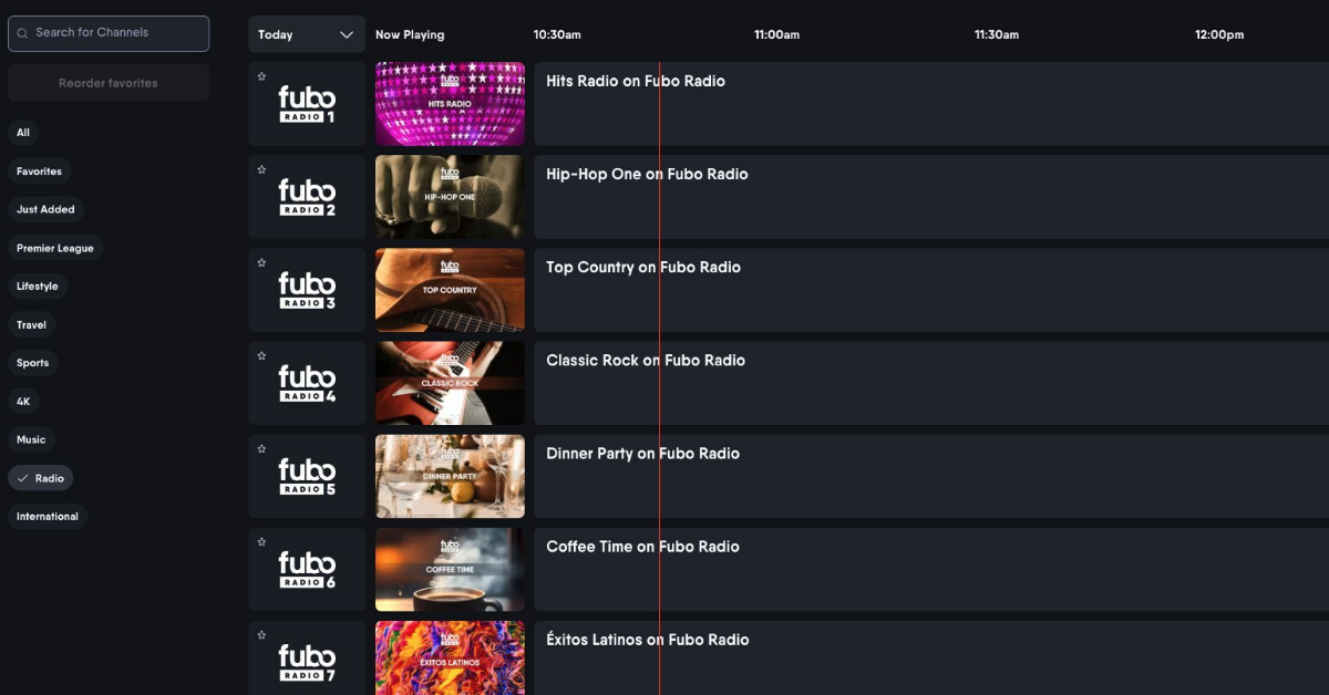 Several AI-powered music streams have launched on television service Fubo under the "Fubo Radio" brand. (Courtesy image)