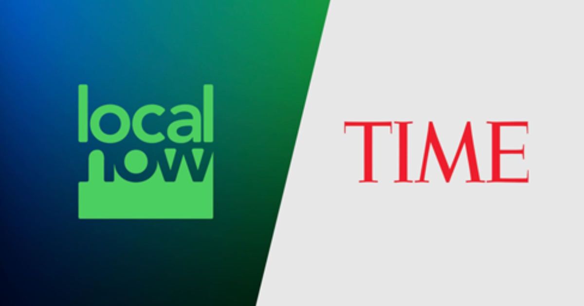 The Local Now logo alongside the logo for TIME Magazine.