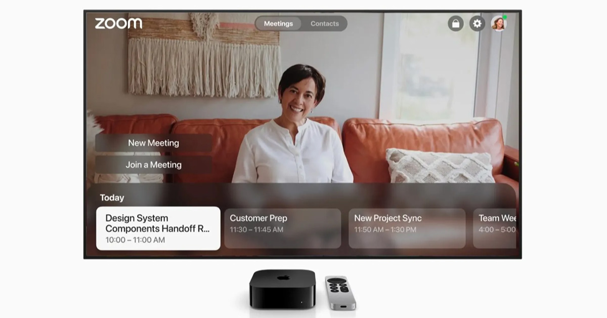 The Zoom video conferencing app running on an Apple TV. (Courtesy image)