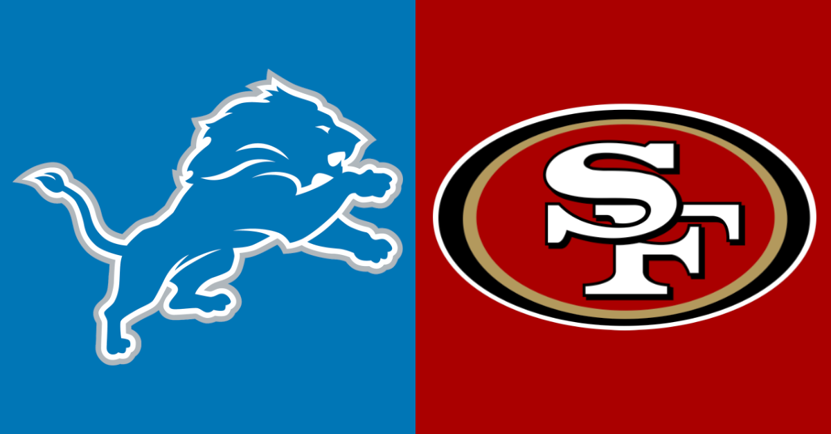 The logos of the Detroit Lions and the San Francisco 49ers
