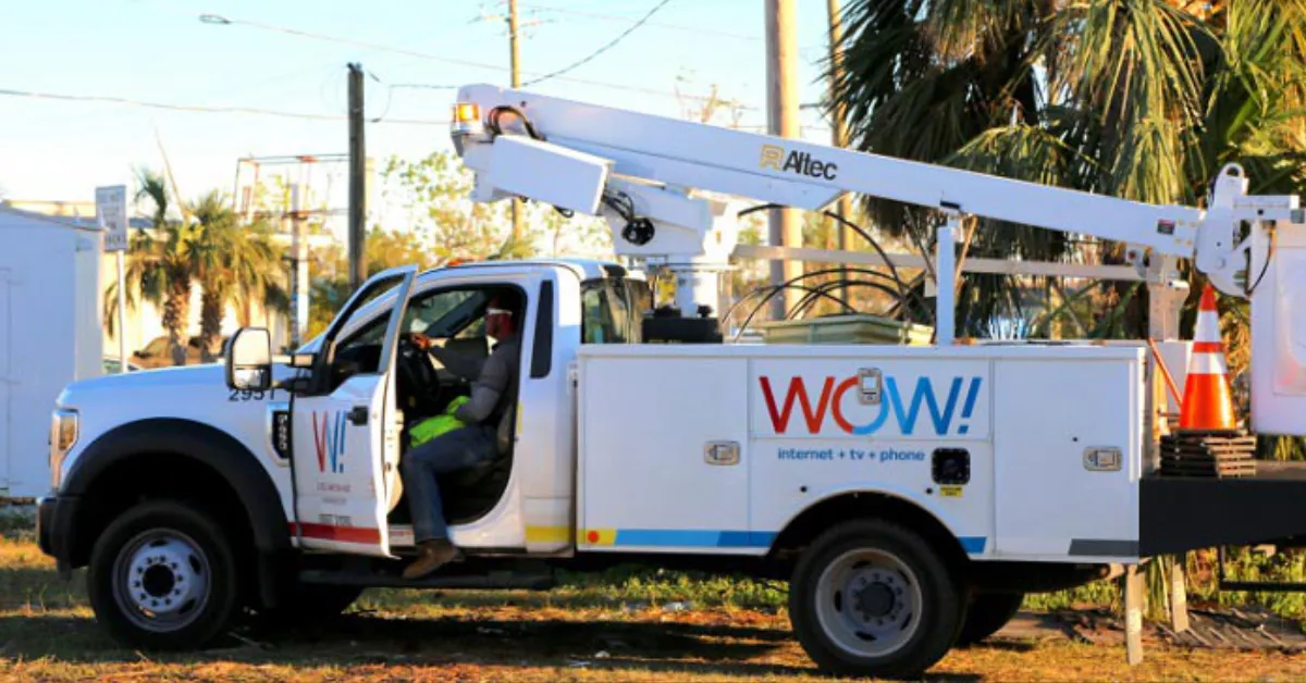 A utility truck used by an installer for WOW!, formerly Wide Open West, a broadband provider. (Courtesy photo)