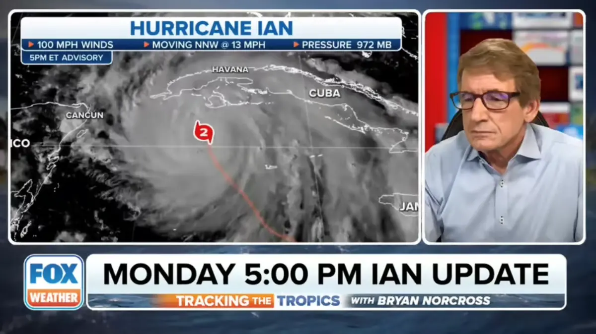 Fox Weather storm expert Bryan Norcross gives an update on Hurricane Ian. (Still frame via broadcast)