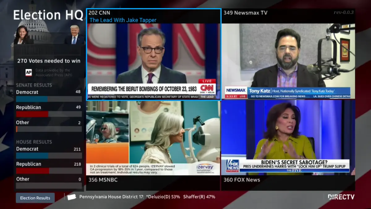 "Election HQ" will allow news fans to stay on top of election results and watch live coverage from CNN, Fox News, Newsmax and MSNBC. (Courtesy photo)