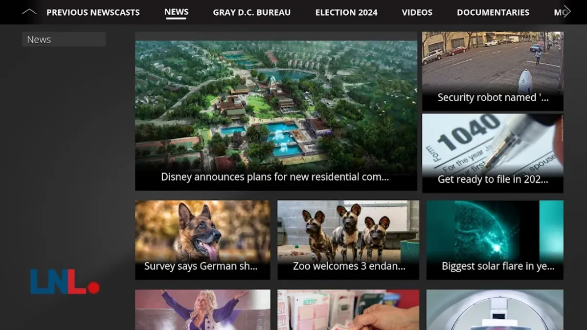 The Local News Live app offers Gray Media's around-the-clock streaming news channel along with local broadcasts from more than 110 TV markets. (Graphic by The Desk)