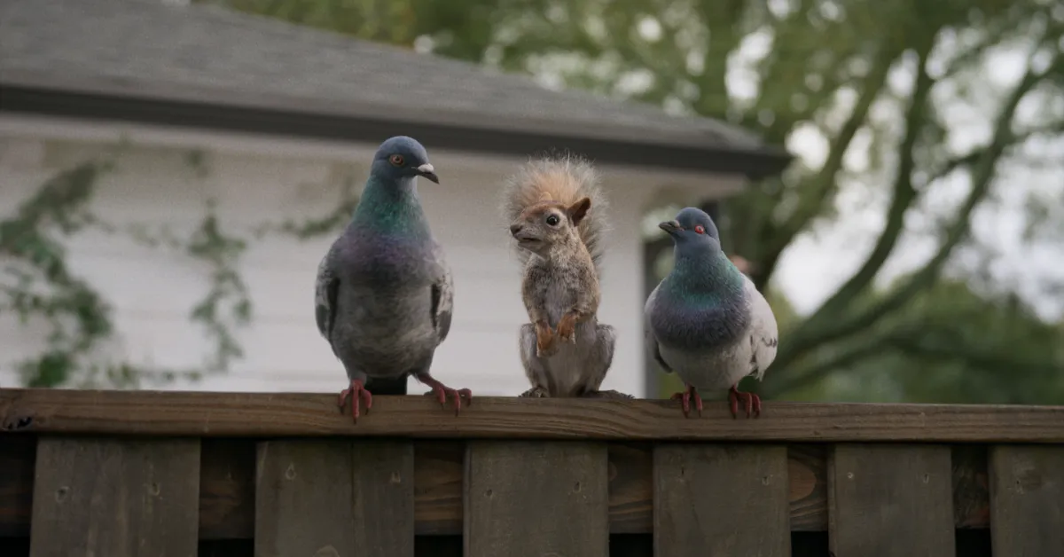 Pigeons Frank (Henry Winkler) and Bobby (Steve Buscemi) are joined by a squirrel named Tammy (Kristen Schaal) in DirecTV's latest ad campaign. (Courtesy image)