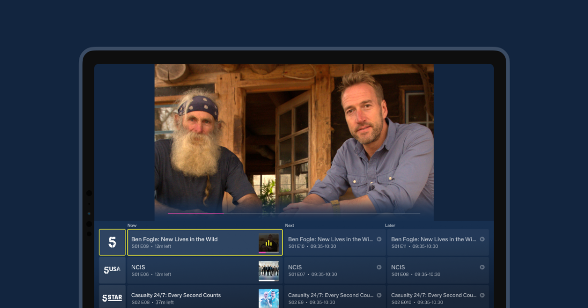 The Five app running on a tablet computer.