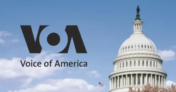 The logo of Voice of America. (Courtesy logo, Graphic by The Desk)