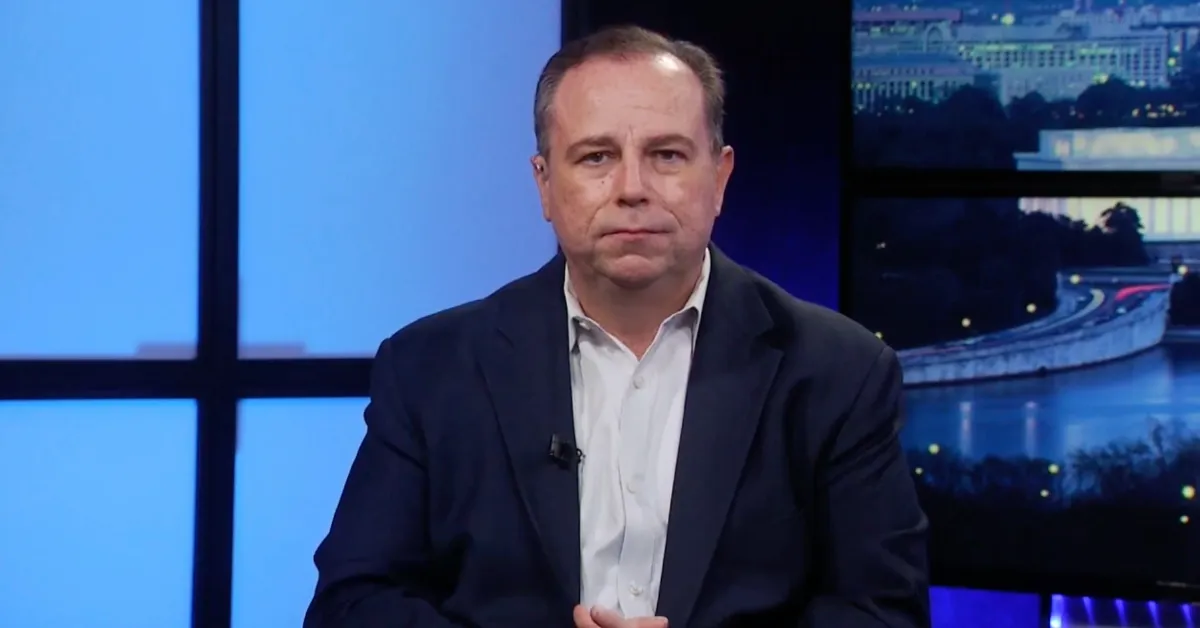 Newsmax CEO Christopher Ruddy appears during an interview on his cable news channel. (Still frame via YouTube video)