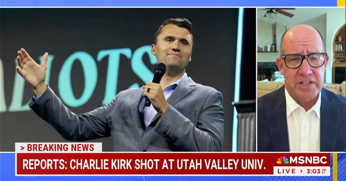 Matthew Dowd, a political analyst with MSNBC, comments on the shooting of political activist Charlie Kirk. (Still frame via TV broadcast)
