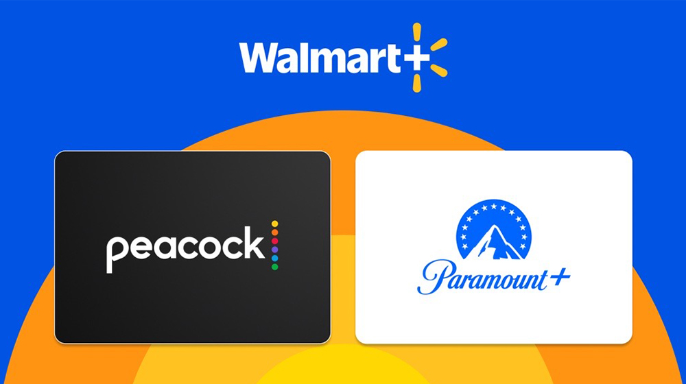 Walmart Plus members can now choose between Peacock Premium or Paramount Plus Essentials, and switch between the services every three months. (Courtesy image)