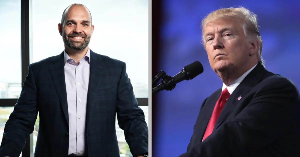 From left: Curtis LeGeyt, the CEO of the National Association of Broadcasters, and Donald Trump. (LeGeyt image: Courtesy photo / Trump photo by Gage Skidmore)