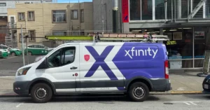 A Comcast Xfinity service van parked on a street in San Francisco. (Photo by Matthew Keys for The Desk)