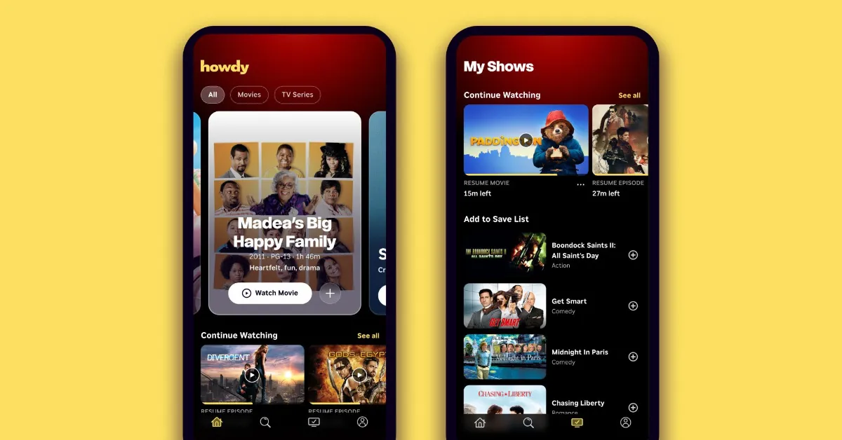 The Howdy app on a smartphone. (Image courtesy Roku)