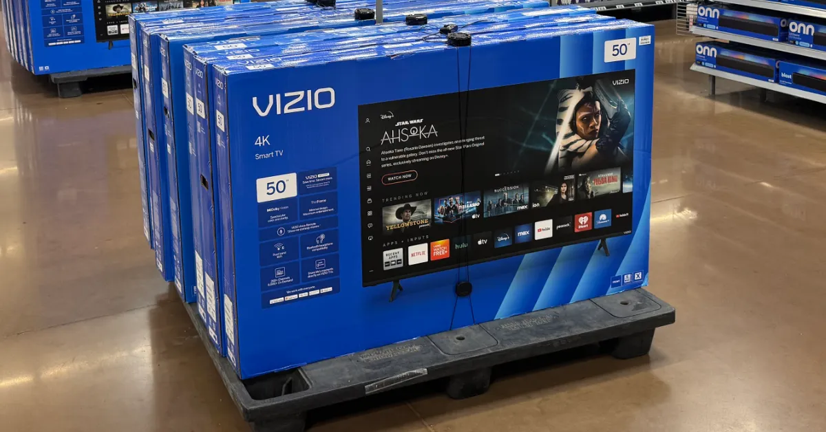 SOCIAL ONLY Walmart Vizio TVs WEBP TD Several models of Vizio smart TVs at a Walmart Supercenter in West Sacramento, California. (Photo by Matthew Keys for The Desk)