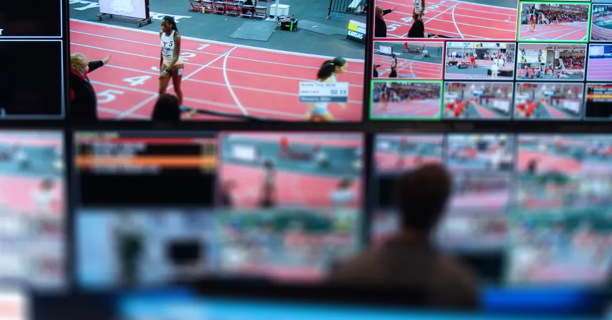 Sports control room stock image.