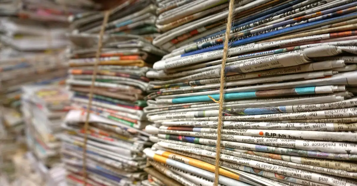 Newspaper bundle stock image