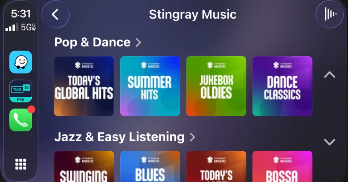 Stingray now offers a handful of commercial-free streaming music channels on TuneIn. (Screen capture by The Desk)